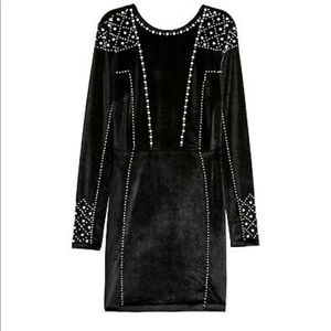 H&M Black Velvet and Pearl Backless Dress